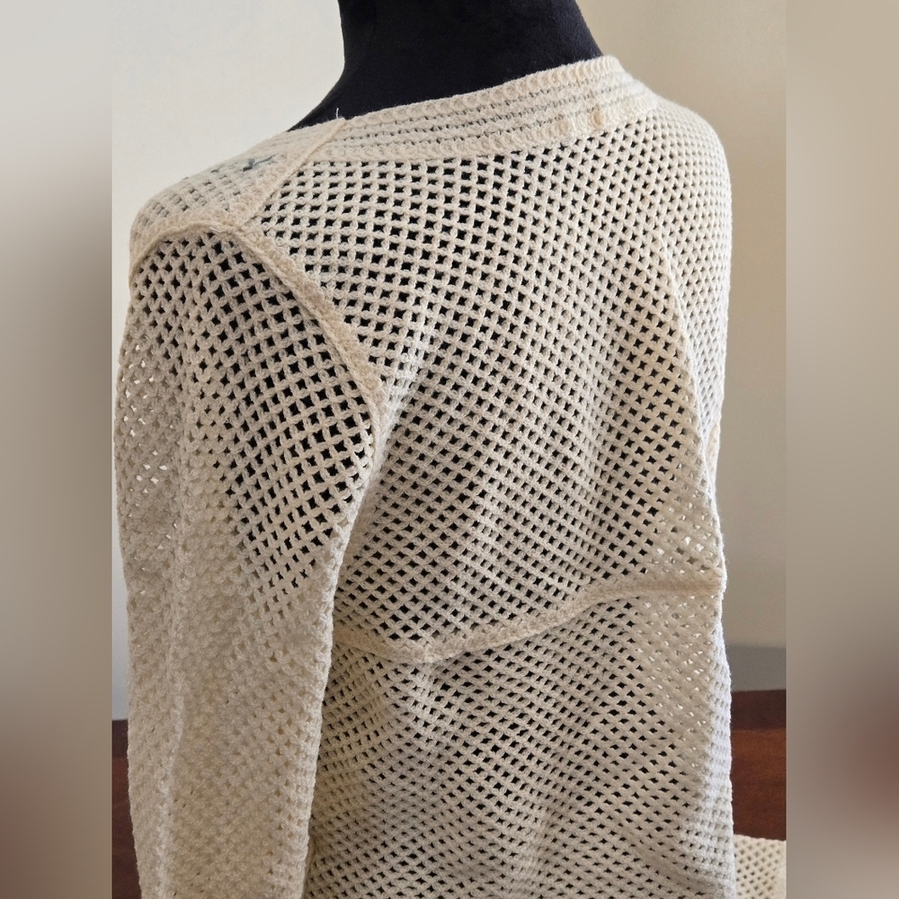 SHEIN Size Small Cream Embroidered Floral Cropped Long Sleeve Cardigan - Picture 5 of 9